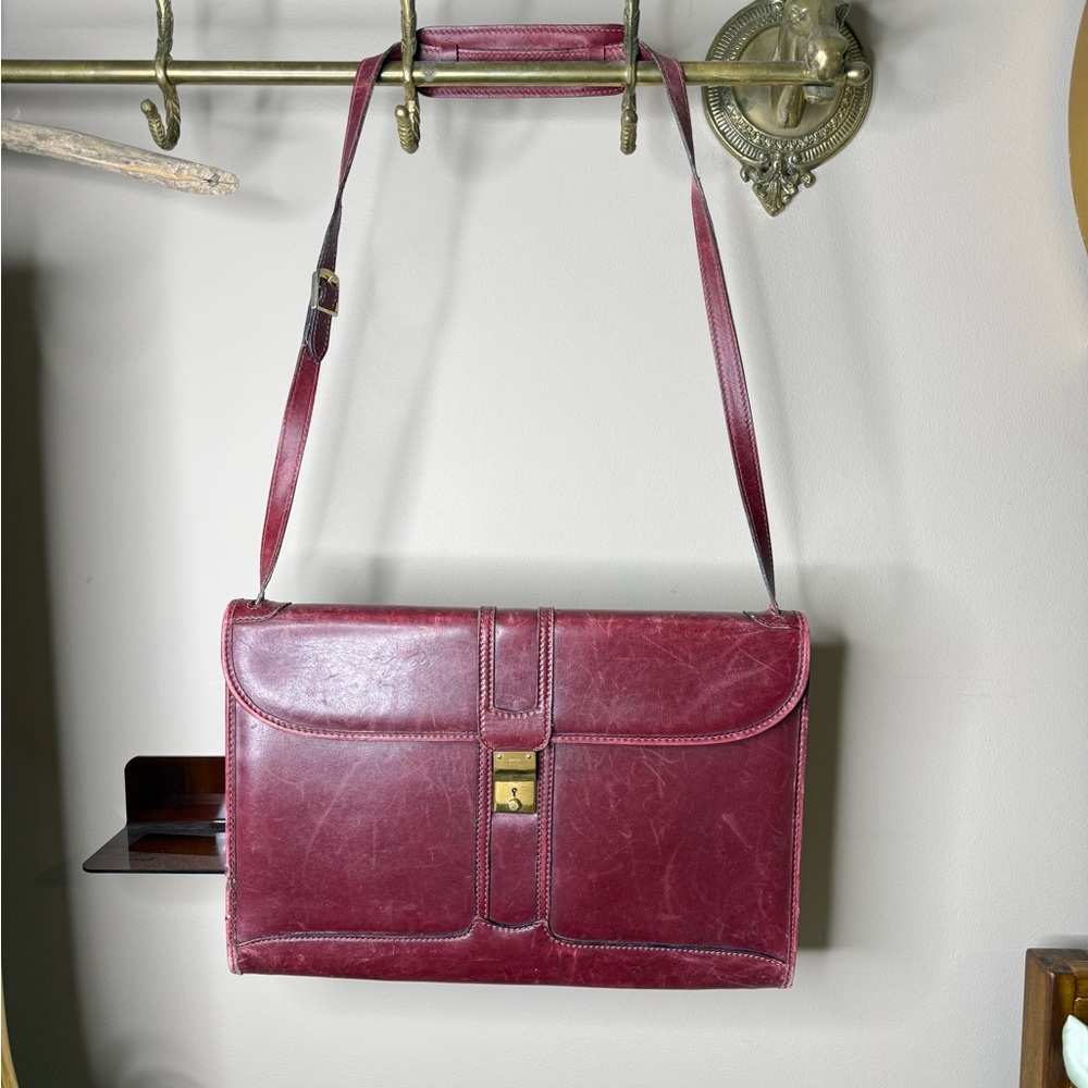 Vintage Gucci Oxblood Laptop Paperwork Satchel Bag